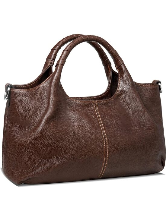 Handbags - Women's Coffee Genuine Leather Shoulder Satchel Designer Crossbody Hobo Bags